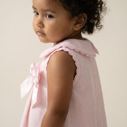 Baby Girl Pink Waffle with Pink Bow Dress "2603"