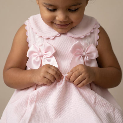 Baby Girl Pink Waffle with Pink Bow Dress "2603"