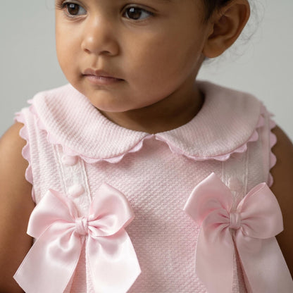 Baby Girl Pink Waffle with Pink Bow Dress "2603"