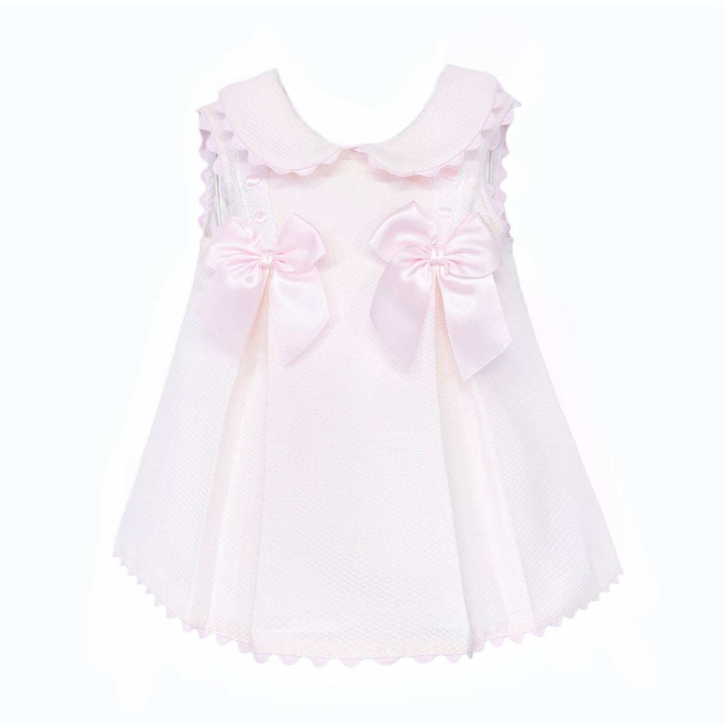 Baby Girl Pink Waffle with Pink Bow Dress "2603"