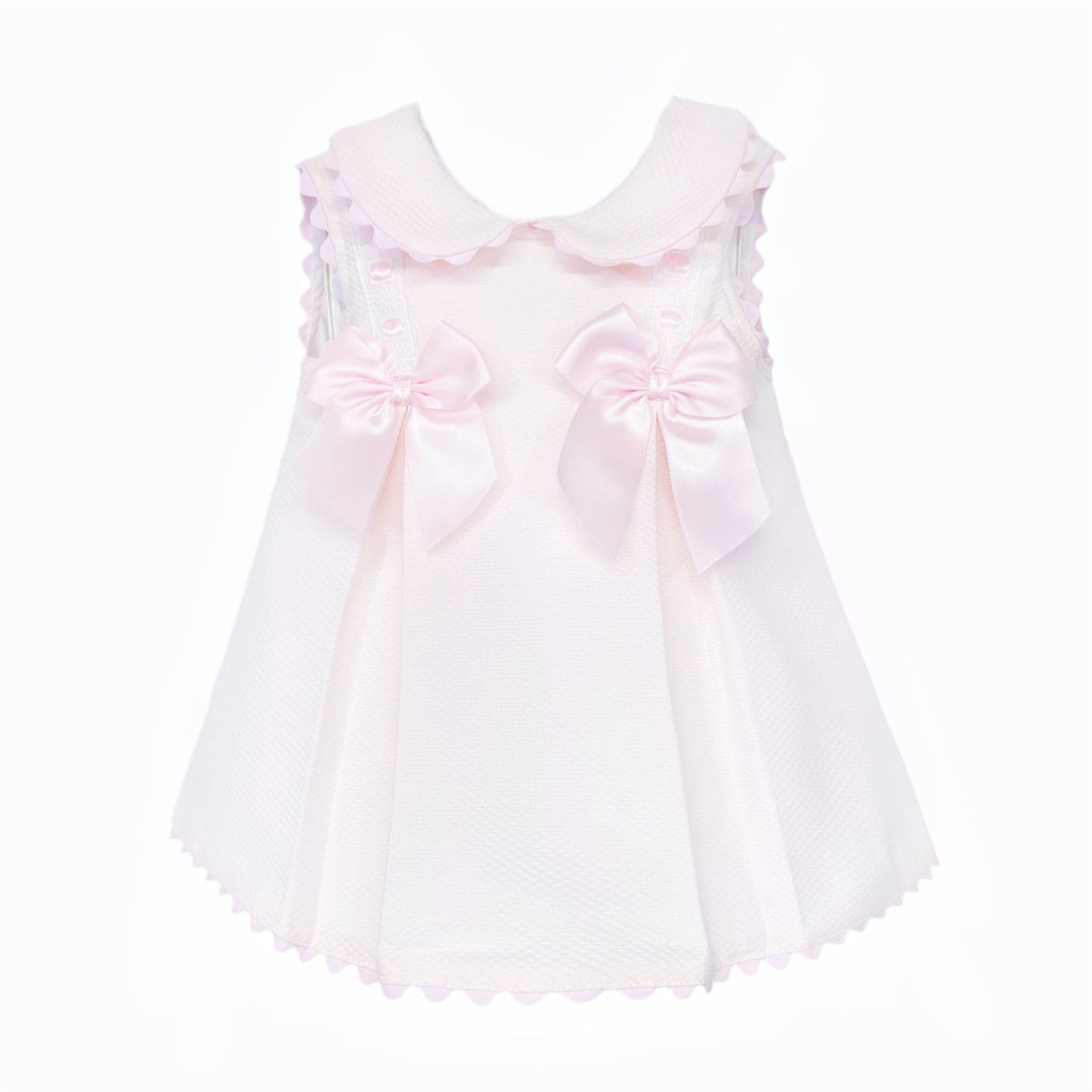 Baby Girl Pink Waffle with Pink Bow Dress "2603"