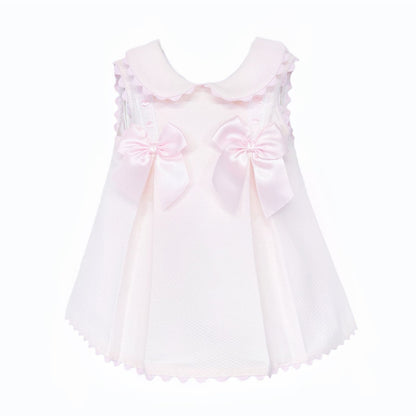 Baby Girl Pink Waffle with Pink Bow Dress "2603"