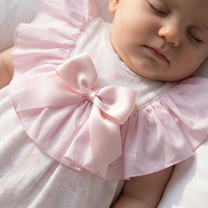 Baby Girl Pink White Bow Print Collar Dress with Pants "MYD26028"