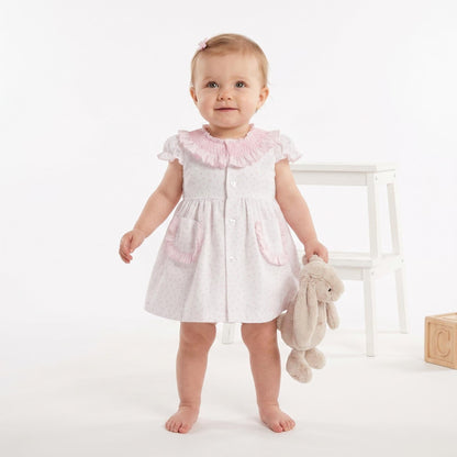 Baby Girl Pink White Bow Print Dress with Pants "MYD26021"