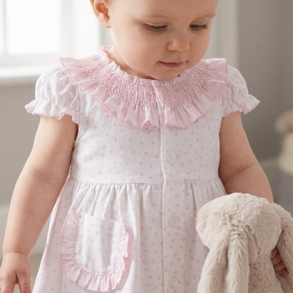 Baby Girl Pink White Bow Print Dress with Pants "MYD26021"