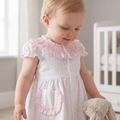 Baby Girl Pink White Bow Print Dress with Pants "MYD26021"