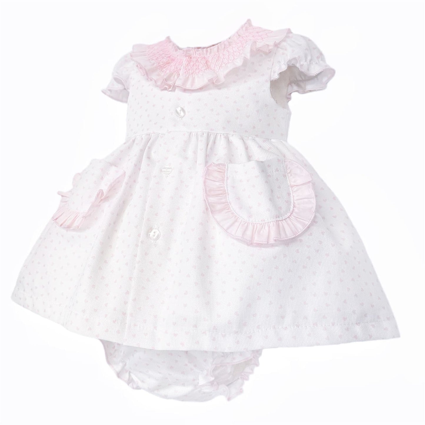 Baby Girl Pink White Bow Print Dress with Pants "MYD26021"