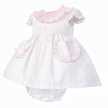 Baby Girl Pink White Bow Print Dress with Pants "MYD26021"