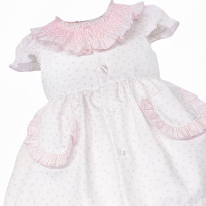 Baby Girl Pink White Bow Print Dress with Pants "MYD26021"