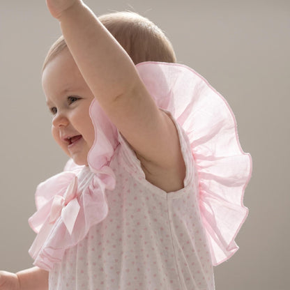 Baby Girl Pink White Heart Print Collar Dress with Pants "MYD26022"