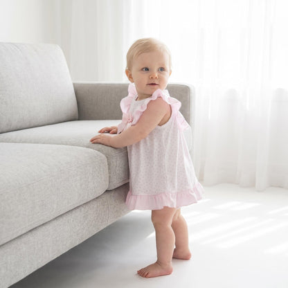 Baby Girl Pink White Heart Print Collar Dress with Pants "MYD26022"