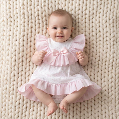 Baby Girl Pink White Heart Print Collar Dress with Pants "MYD26022"