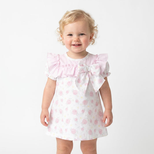 Baby Girl Pink White Rose Collar Dress with Pants "MYD26041"