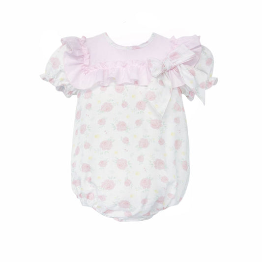 Baby Girl Pink White Rose Collar Romper "MYD26042"