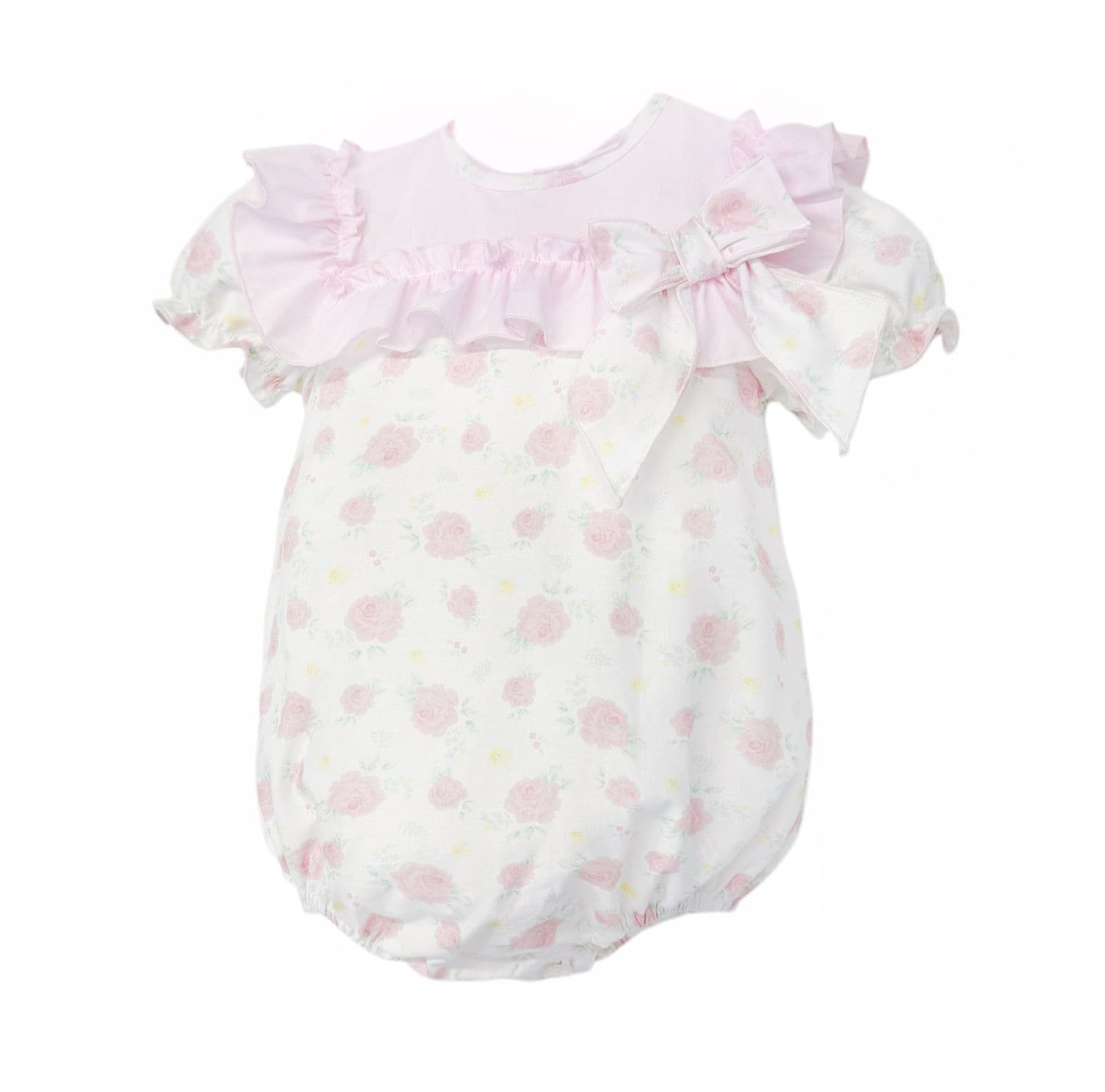 Baby Girl Pink White Rose Collar Romper "MYD26042"