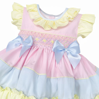 Baby Girl Rainbow Cotton Hand Smocked Dress with Knickers "2510"