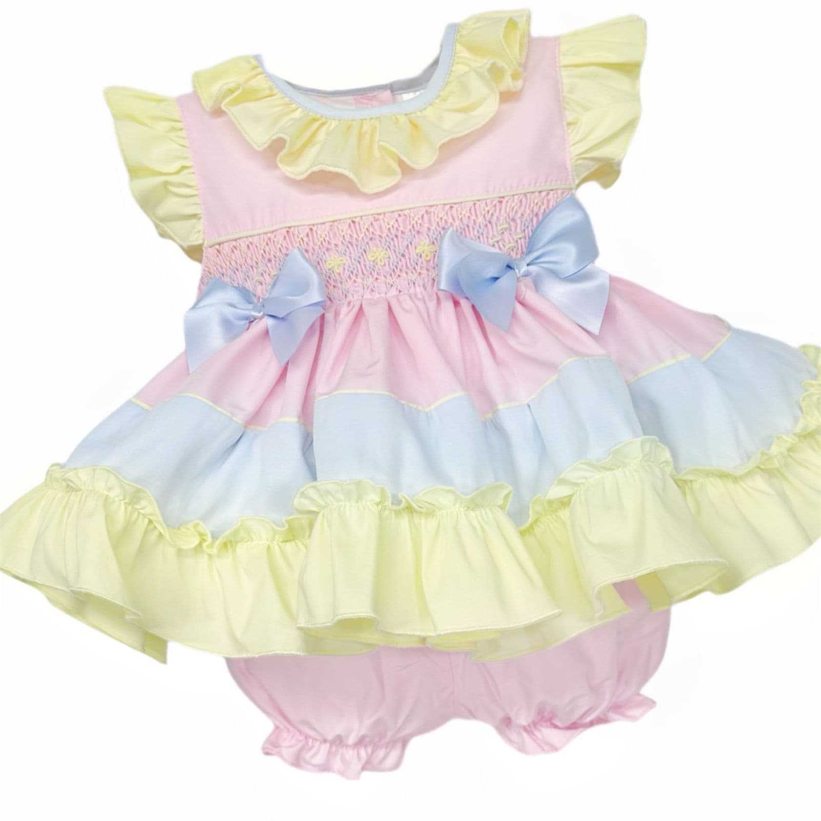 Baby Girl Rainbow Cotton Hand Smocked Dress with Knickers "2510"