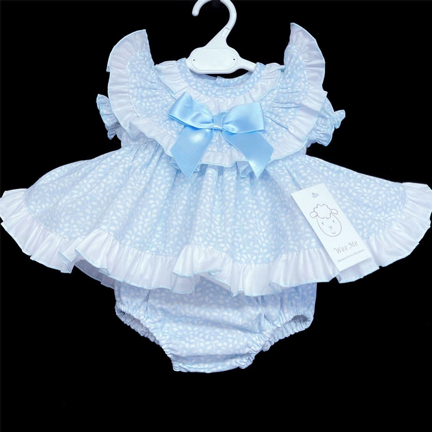 Baby Girl Spanish Blue Floral Frilly Set with Pants "MYD403 B"