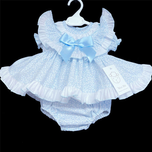 Baby Girl Spanish Blue Floral Frilly Set with Pants "MYD403 B"