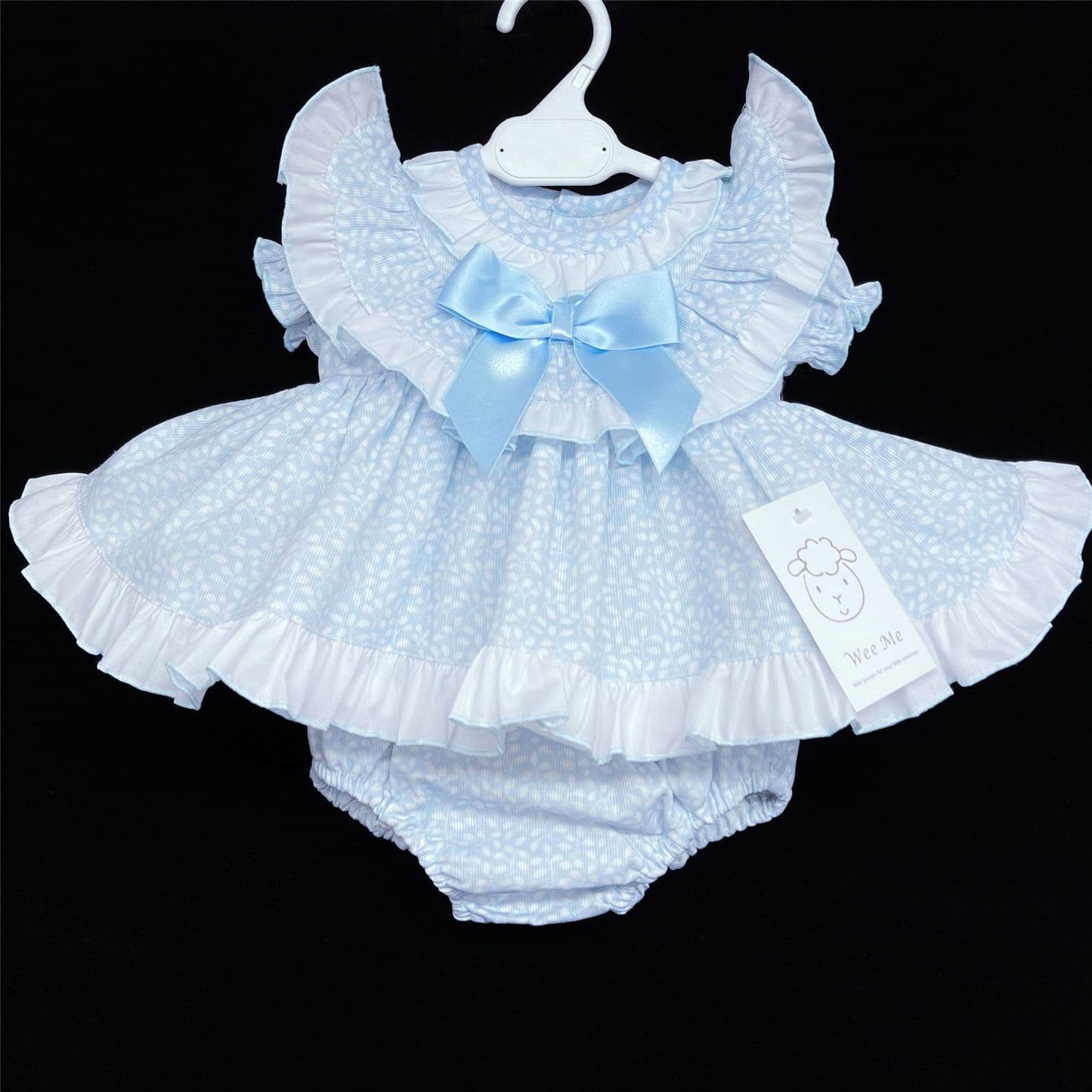Baby Girl Spanish Blue Floral Frilly Set with Pants "MYD403 B"