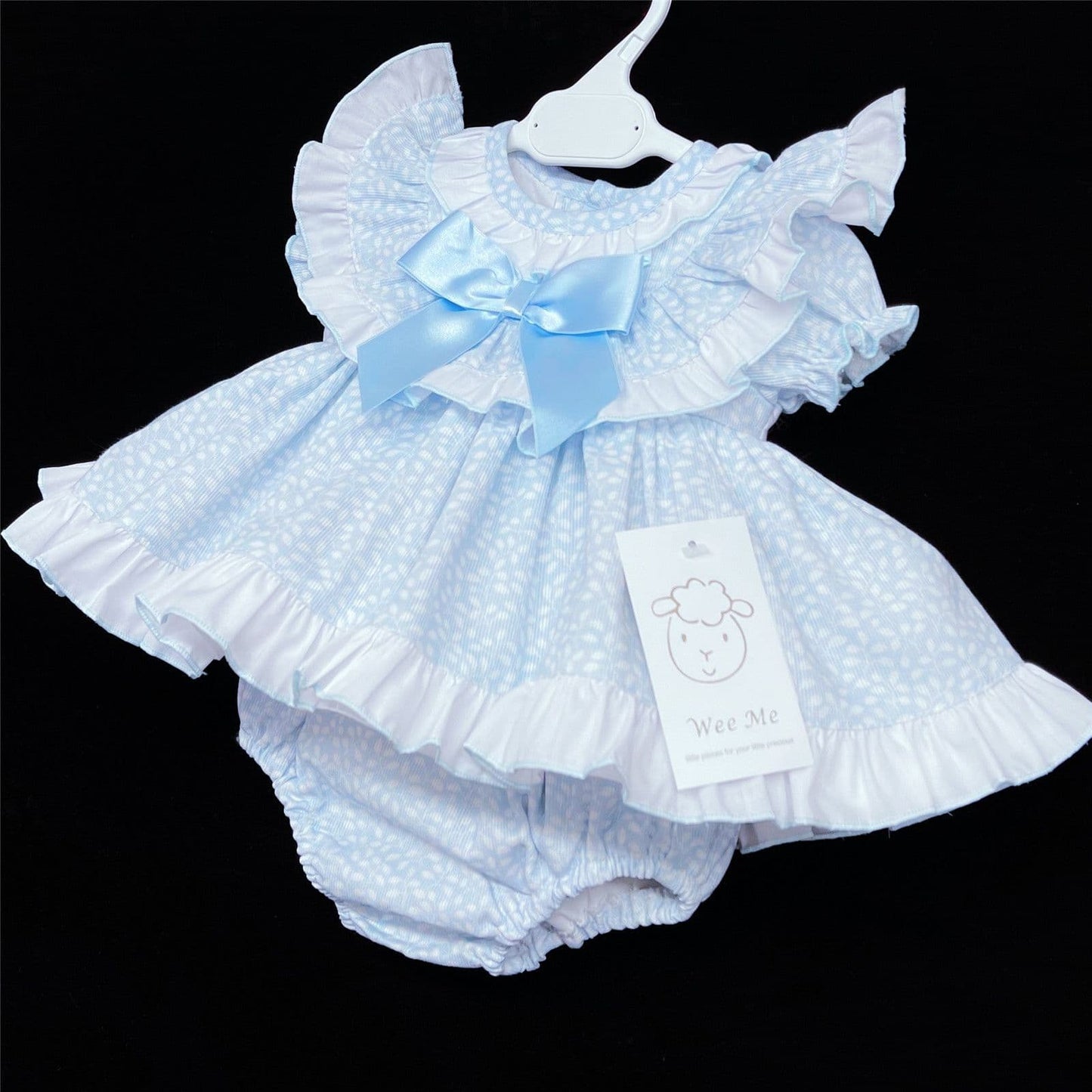 Baby Girl Spanish Blue Floral Frilly Set with Pants "MYD403 B"
