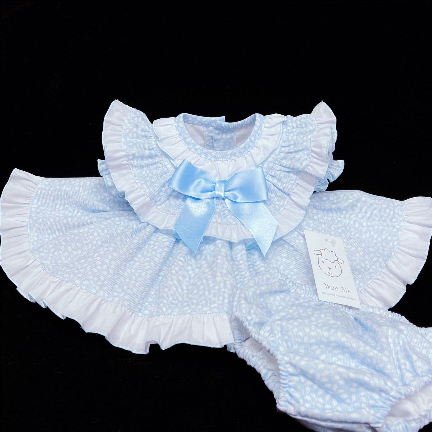Baby Girl Spanish Blue Floral Frilly Set with Pants "MYD403 B"