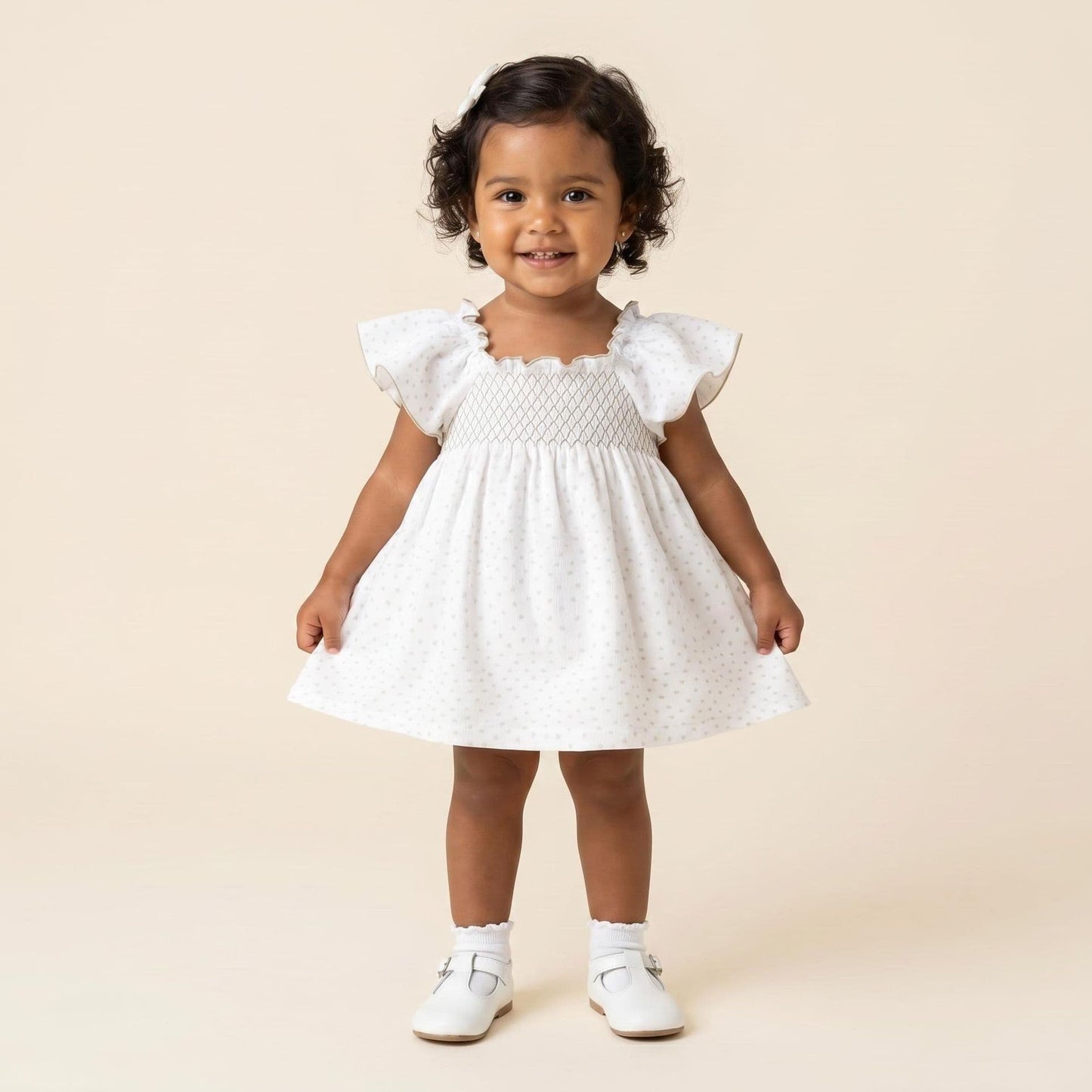 Baby Girl White Beige Love Heart Sun Dress with Pants "MYD26025"