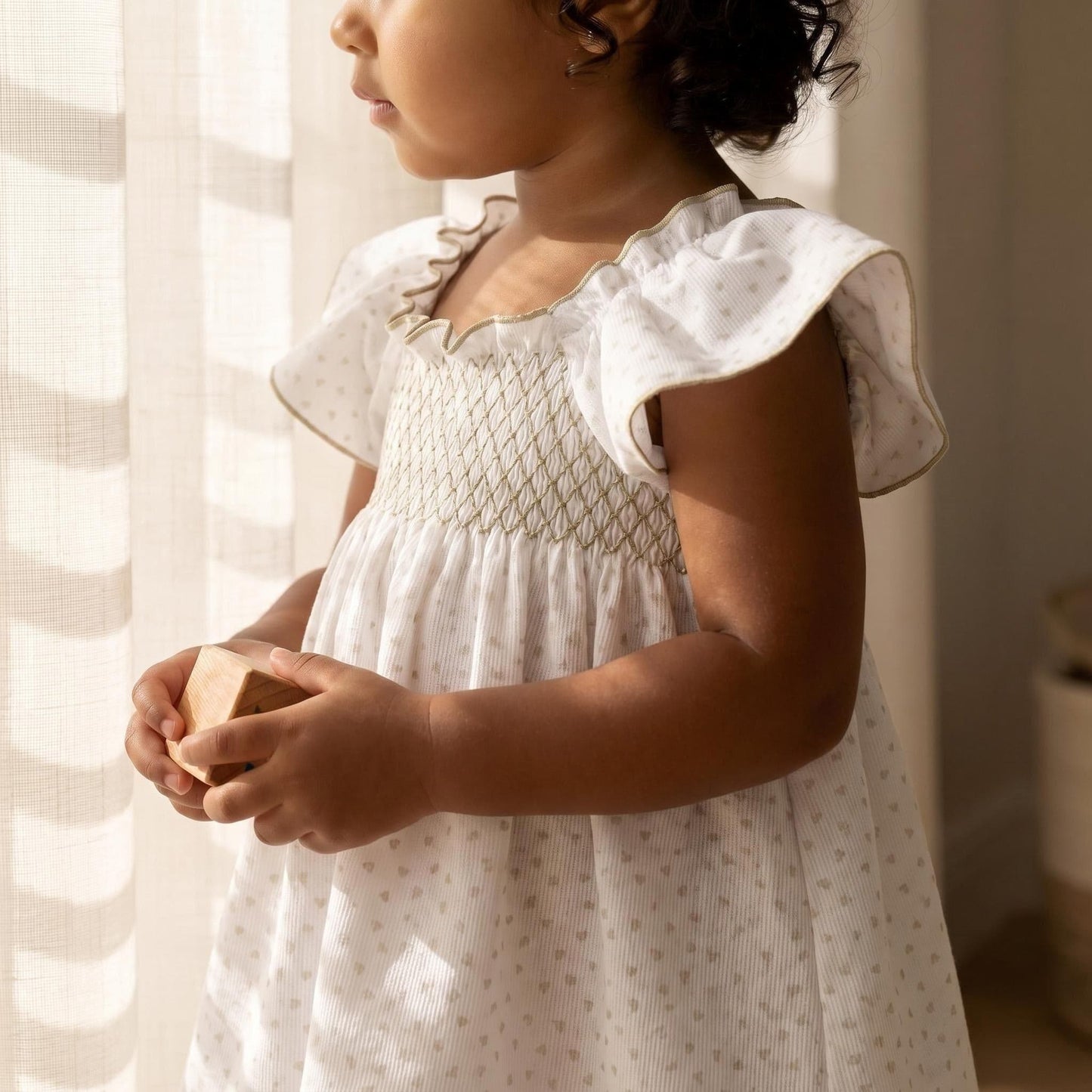 Baby Girl White Beige Love Heart Sun Dress with Pants "MYD26025"