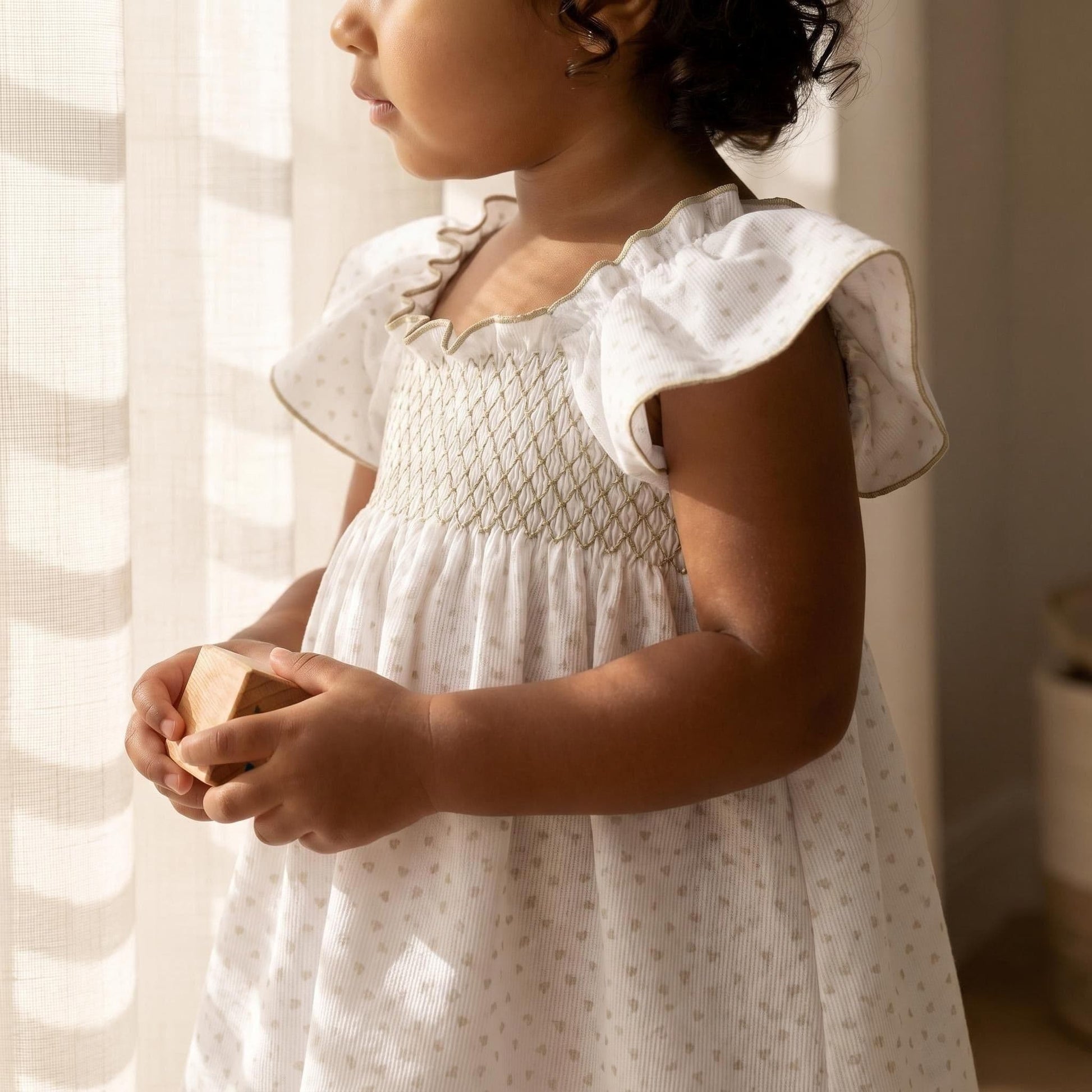 Baby Girl White Beige Love Heart Sun Dress with Pants "MYD26025"