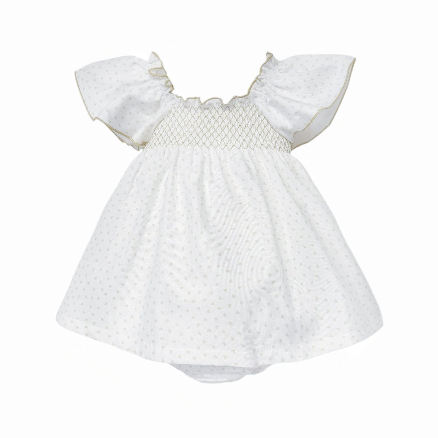 Baby Girl White Beige Love Heart Sun Dress with Pants "MYD26025"