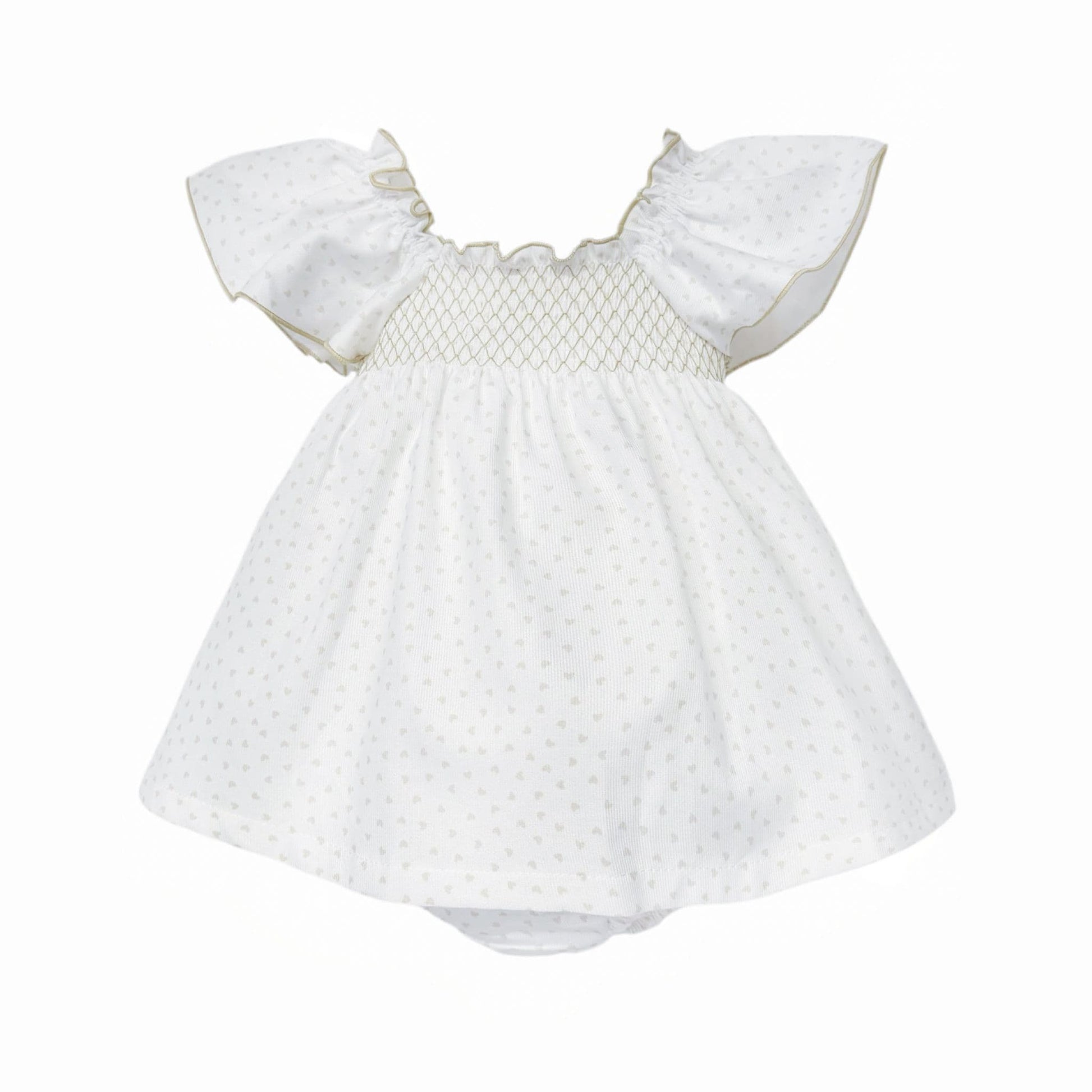 Baby Girl White Beige Love Heart Sun Dress with Pants "MYD26025"
