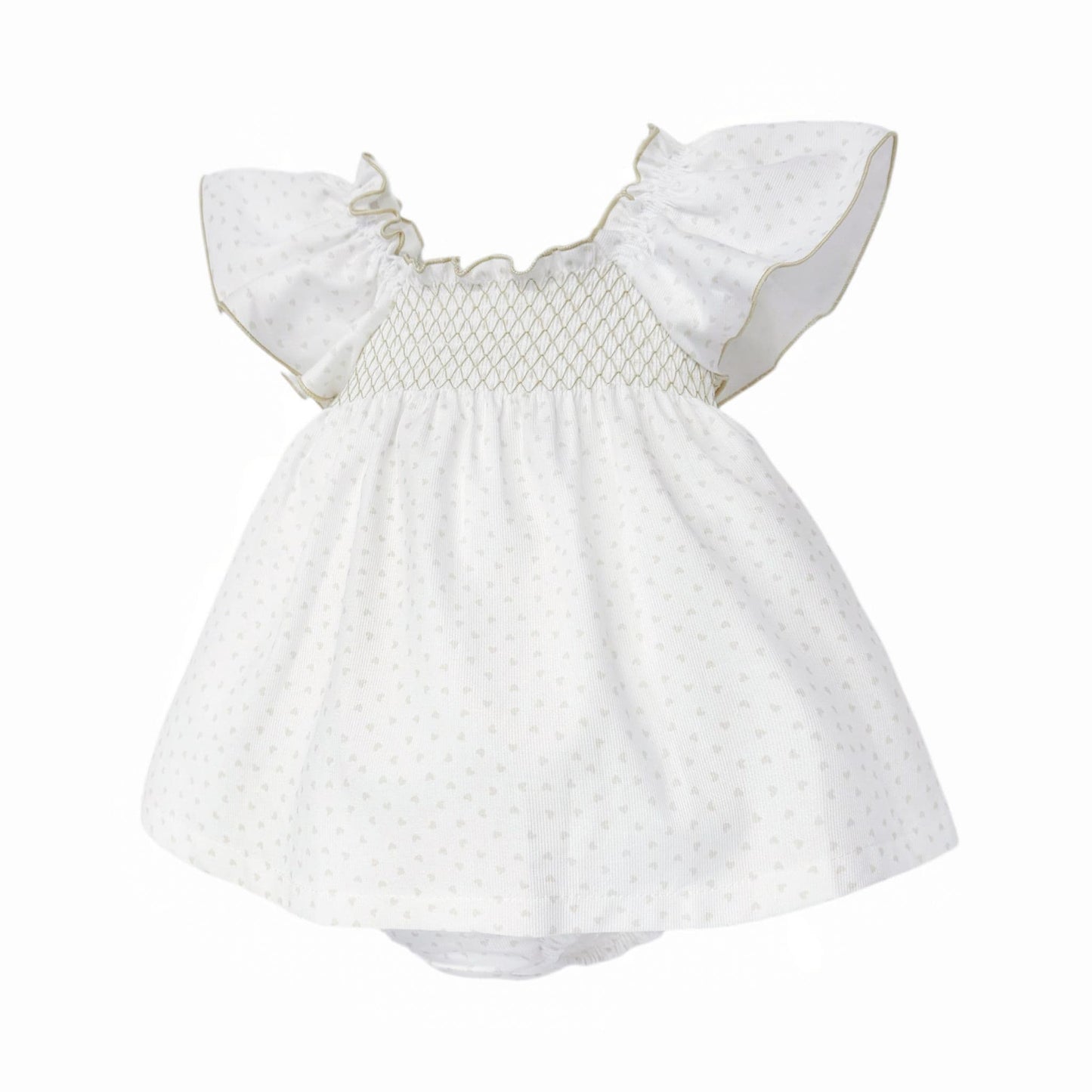 Baby Girl White Beige Love Heart Sun Dress with Pants "MYD26025"