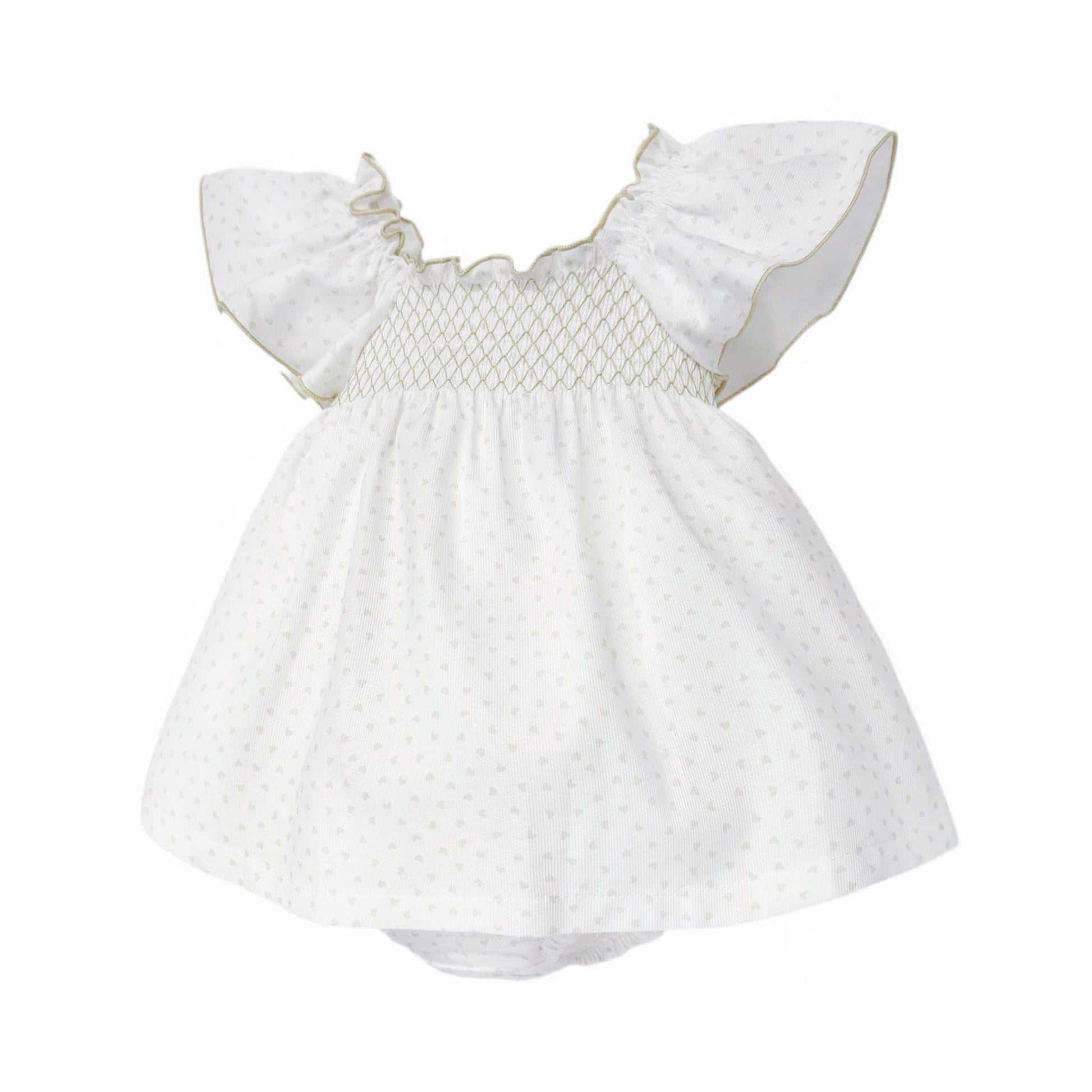 Baby Girl White Beige Love Heart Sun Dress with Pants "MYD26025"