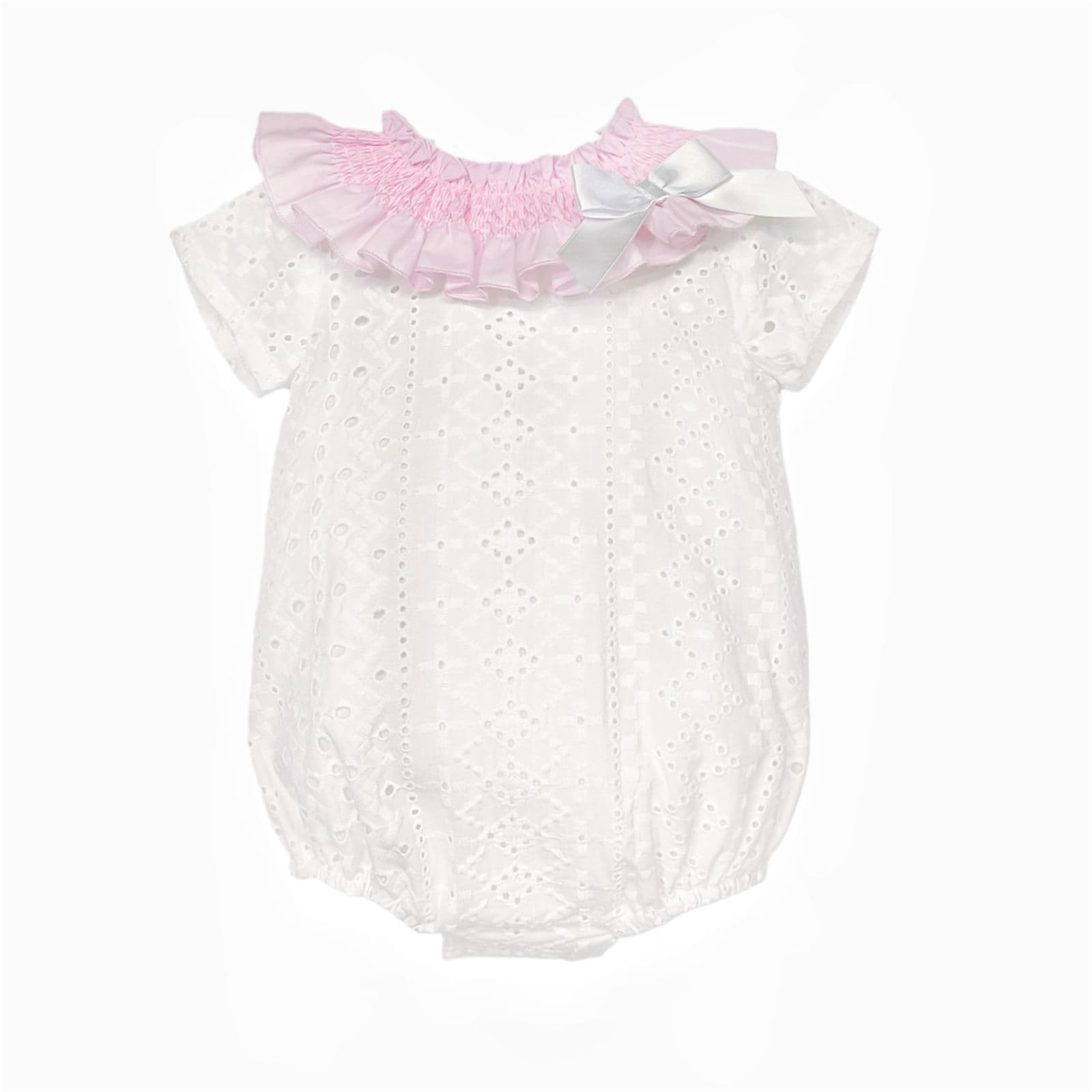 Baby Girl White Embroidery Frilly Collar Romper "MYD26003"