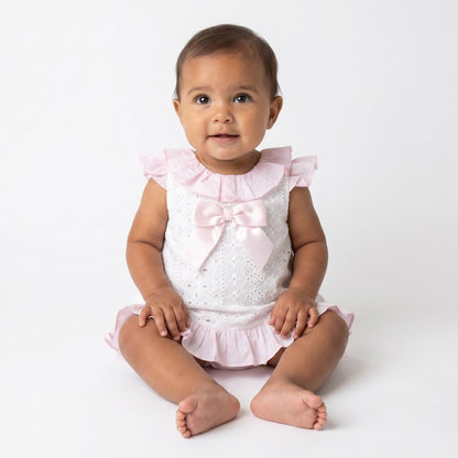 Baby Girl White Embroidery Frilly Dress with Pants "MYD26004"