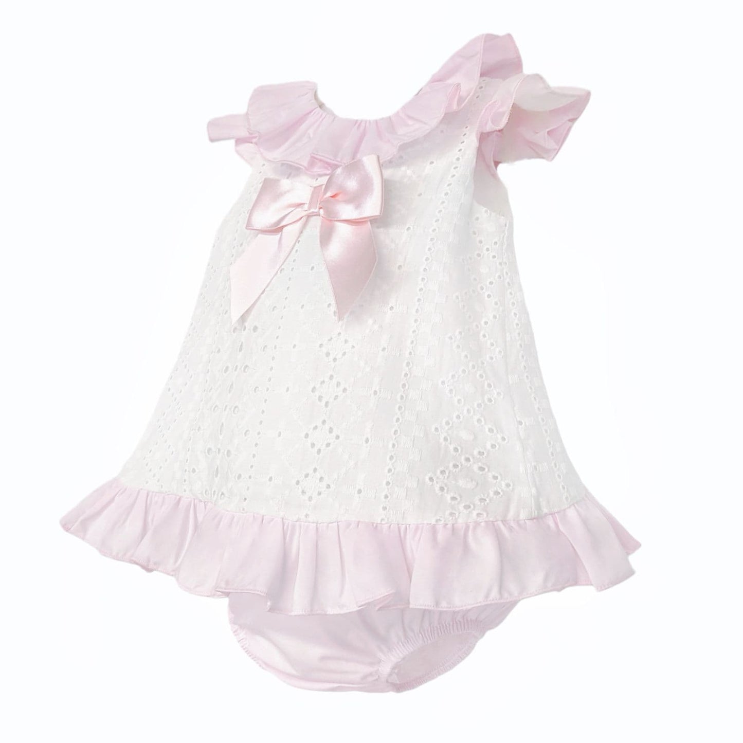 Baby Girl White Embroidery Frilly Dress with Pants "MYD26004"