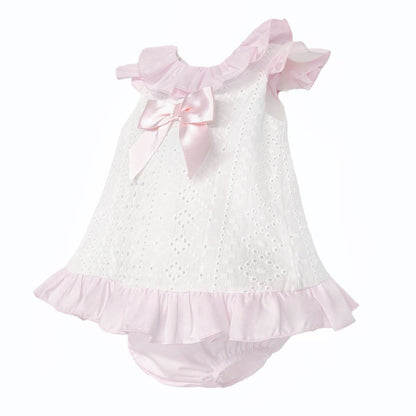 Baby Girl White Embroidery Frilly Dress with Pants "MYD26004"