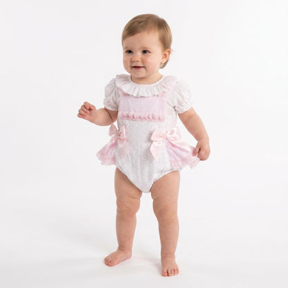 Baby Girl White Embroidery Frilly Romper with Shirt "MYD26002"