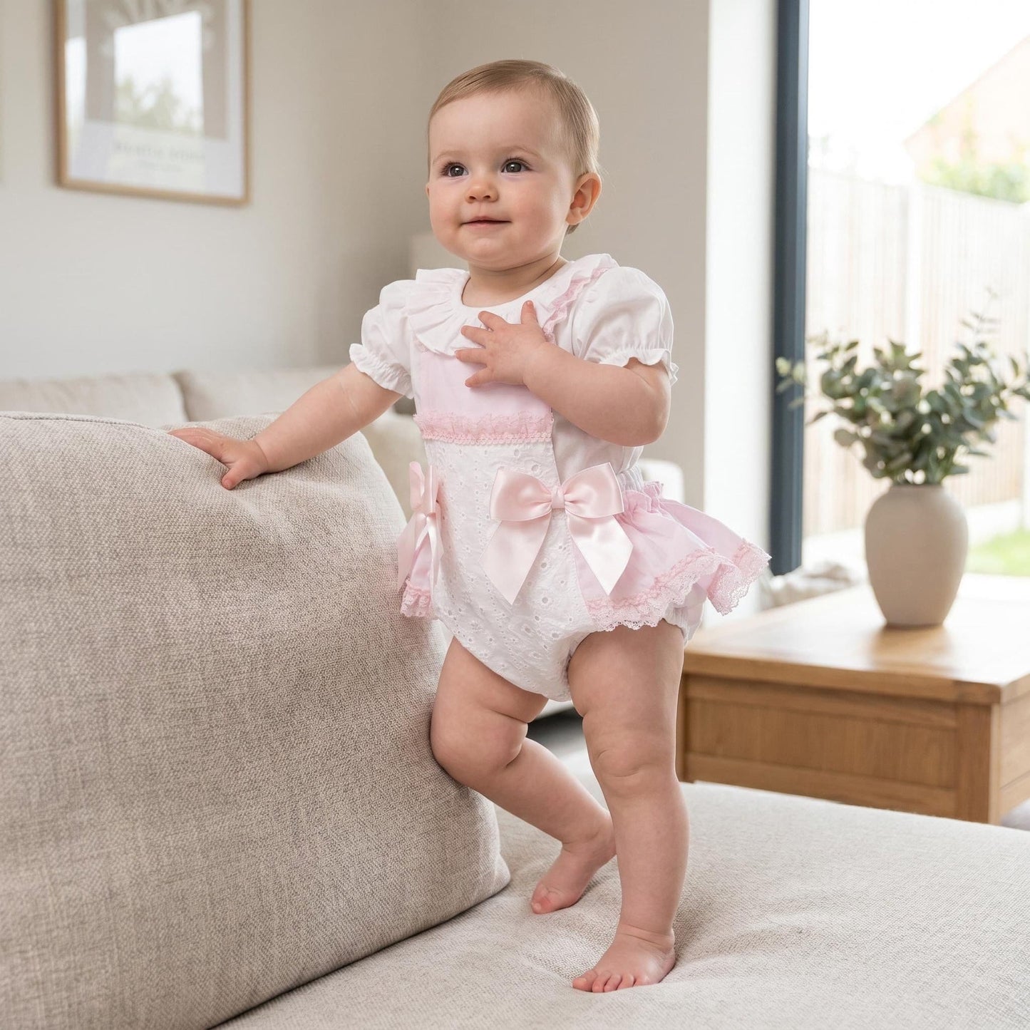 Baby Girl White Embroidery Frilly Romper with Shirt "MYD26002"
