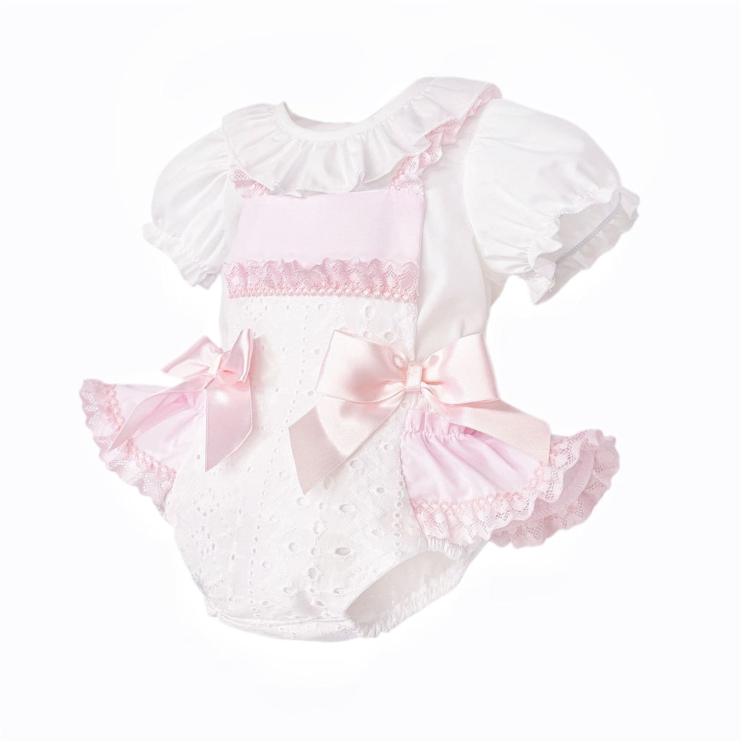 Baby Girl White Embroidery Frilly Romper with Shirt "MYD26002"