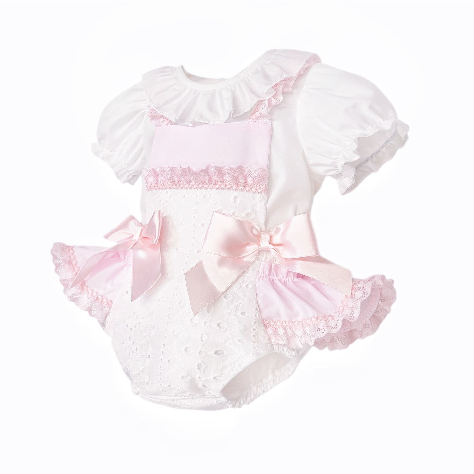Baby Girl White Embroidery Frilly Romper with Shirt "MYD26002"