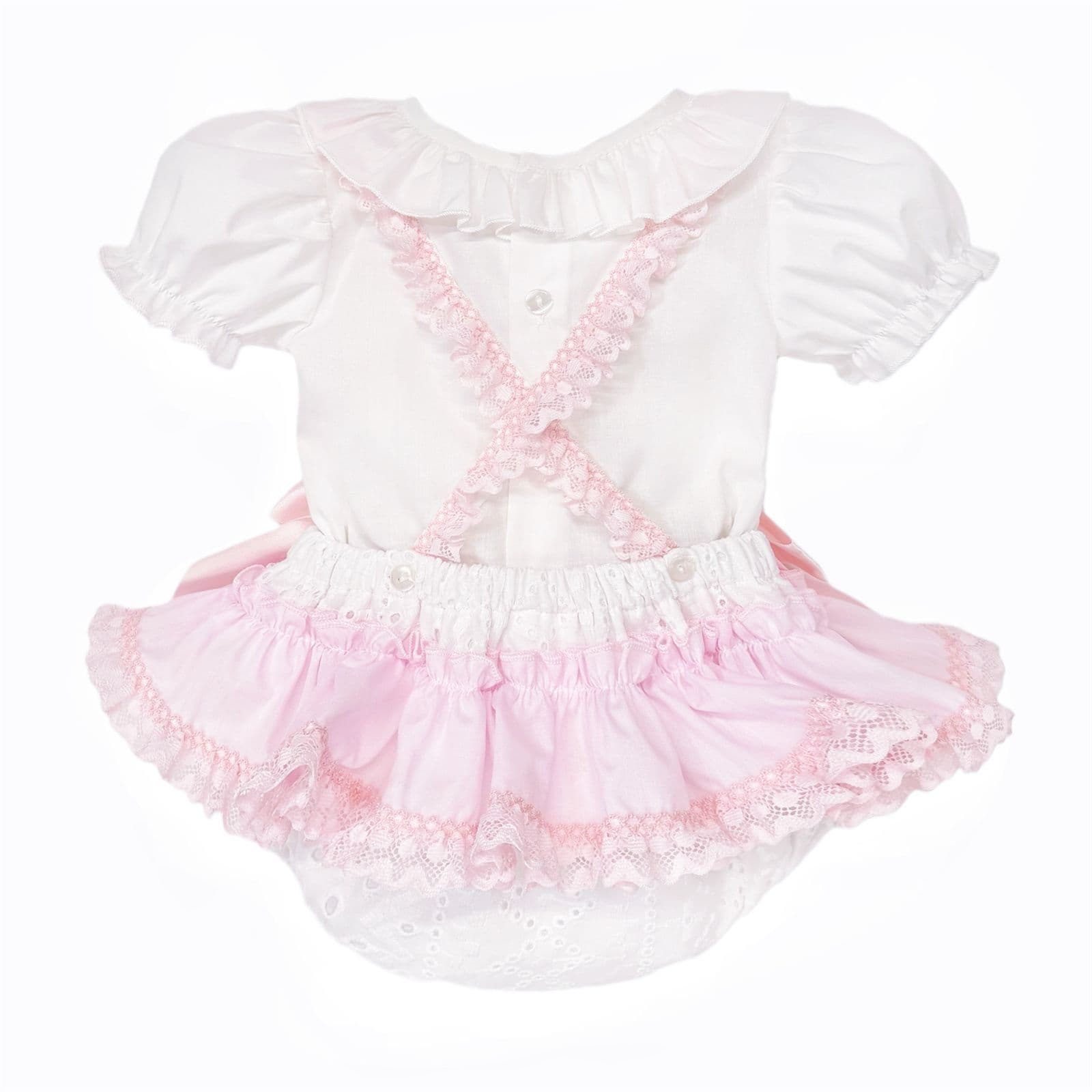 Baby Girl White Embroidery Frilly Romper with Shirt "MYD26002"