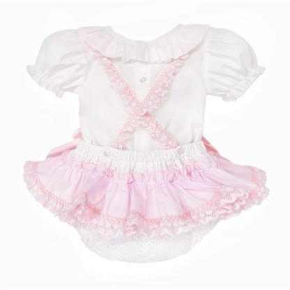 Baby Girl White Embroidery Frilly Romper with Shirt "MYD26002"
