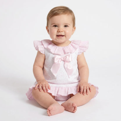 Baby Girl White Pink Love Heart Open Back Dress with Pants "MYD26020"