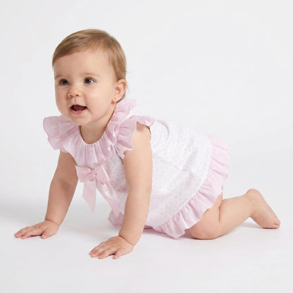 Baby Girl White Pink Love Heart Open Back Dress with Pants "MYD26020"