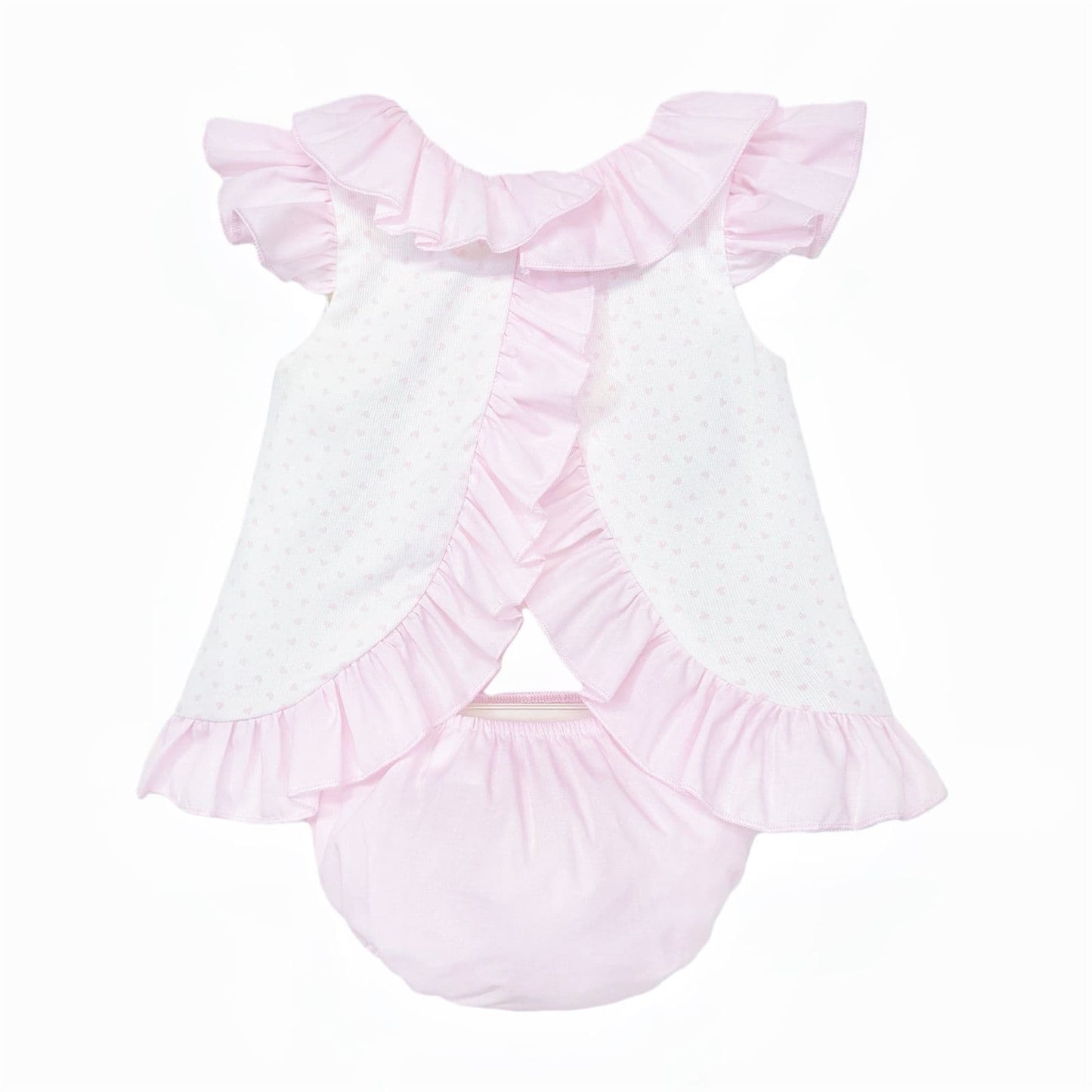 Baby Girl White Pink Love Heart Open Back Dress with Pants "MYD26020"