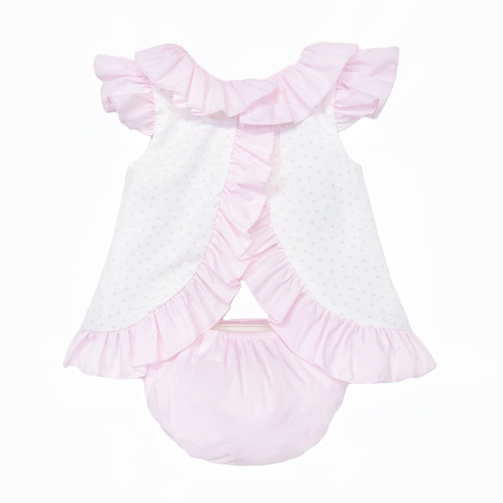 Baby Girl White Pink Love Heart Open Back Dress with Pants "MYD26020"