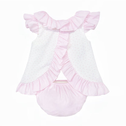Baby Girl White Pink Love Heart Open Back Dress with Pants "MYD26020"
