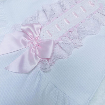 Baby Girl White Waffle Faux Fur Trim Dress Pink Bow "1812 WP"