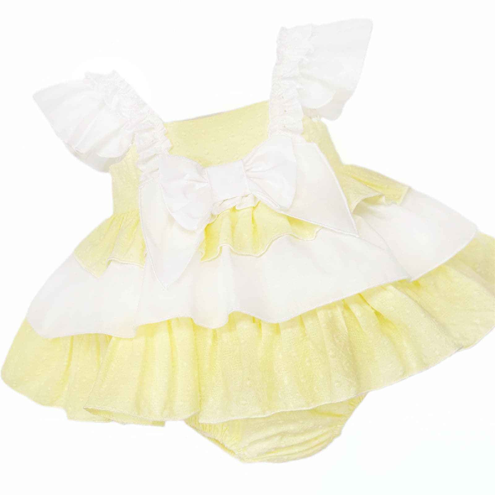 Baby Girl Yellow Cotton Puff Ball Sun Dress with Pants "MYD26018"
